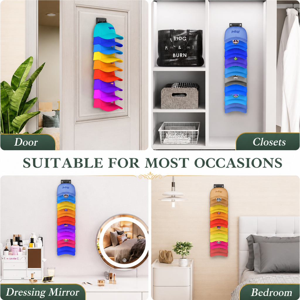 Hat Organizer Gift for Cap Lovers - Easy Install Wall Hat Rack