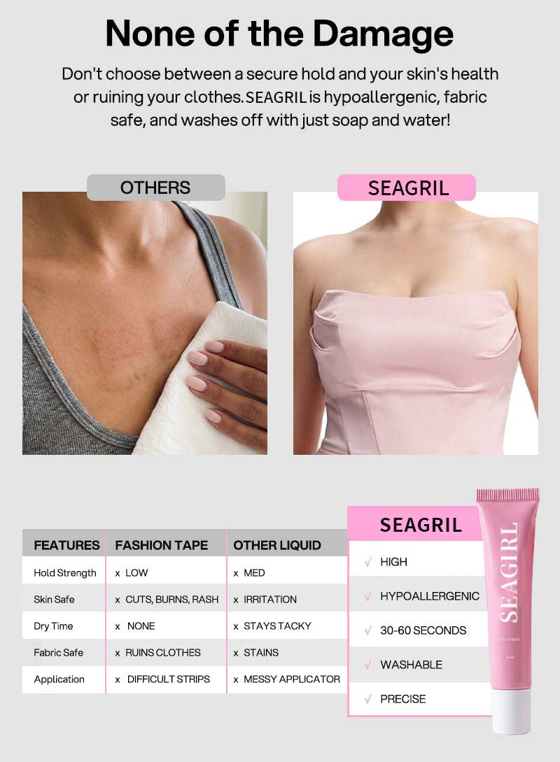 SEAGRIL® Professional Body Adhesive Sweat & Water Resistant Stain-Free Easy to Remove